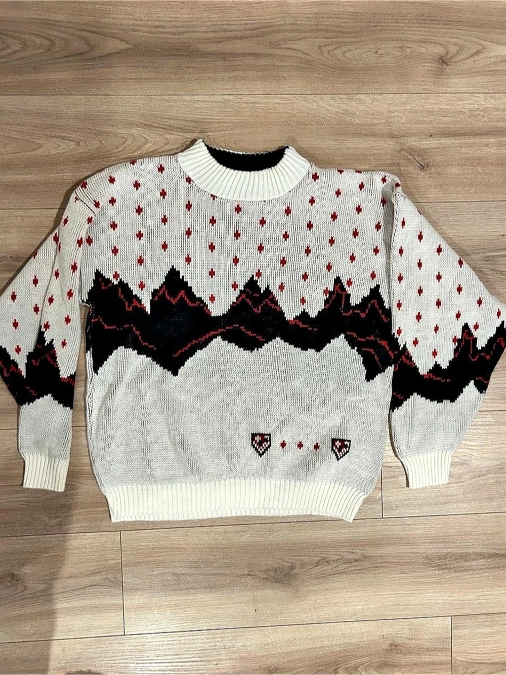 Aspen Clothing Co. Geometric Crewneck Sweater in White & Black